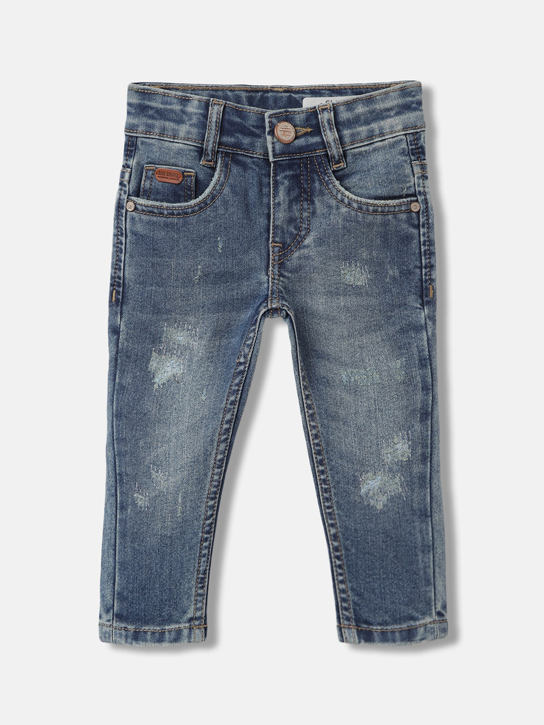 

Blue Giraffe Boys Slim Fit Mildly Distressed Heavy Fade Stretchable Jeans