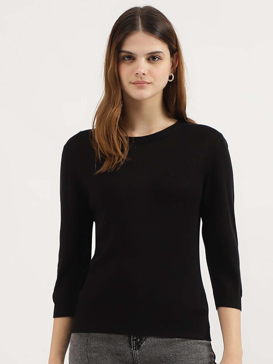 

United Colors of Benetton Round Neck Top, Black