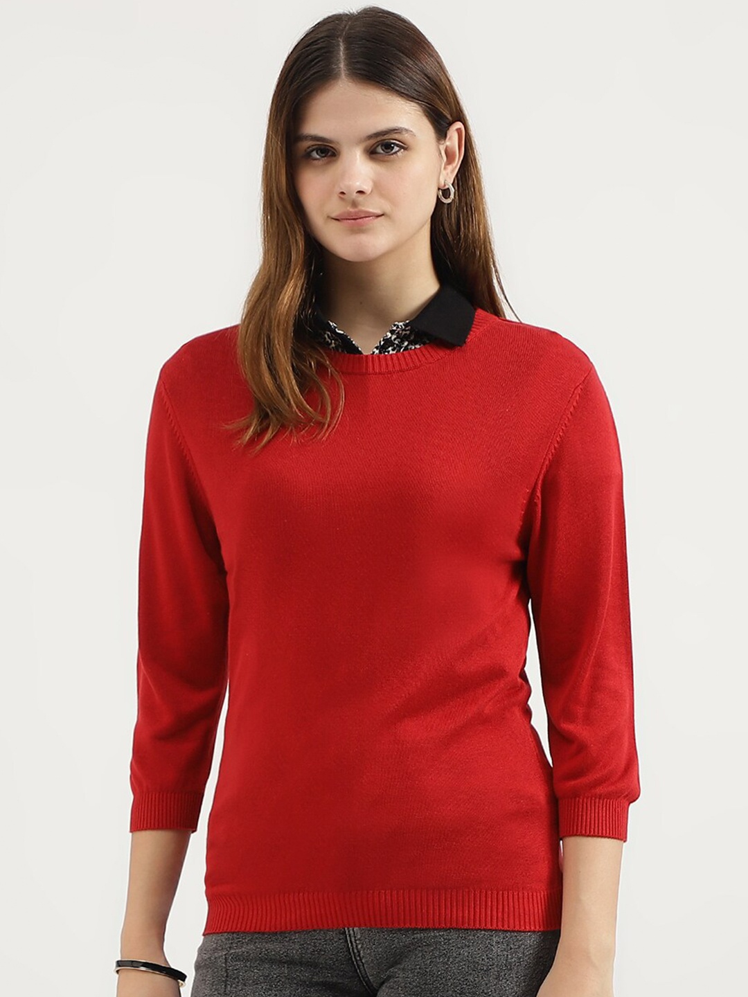 United Colors of Benetton Shirt Collar Top, Red