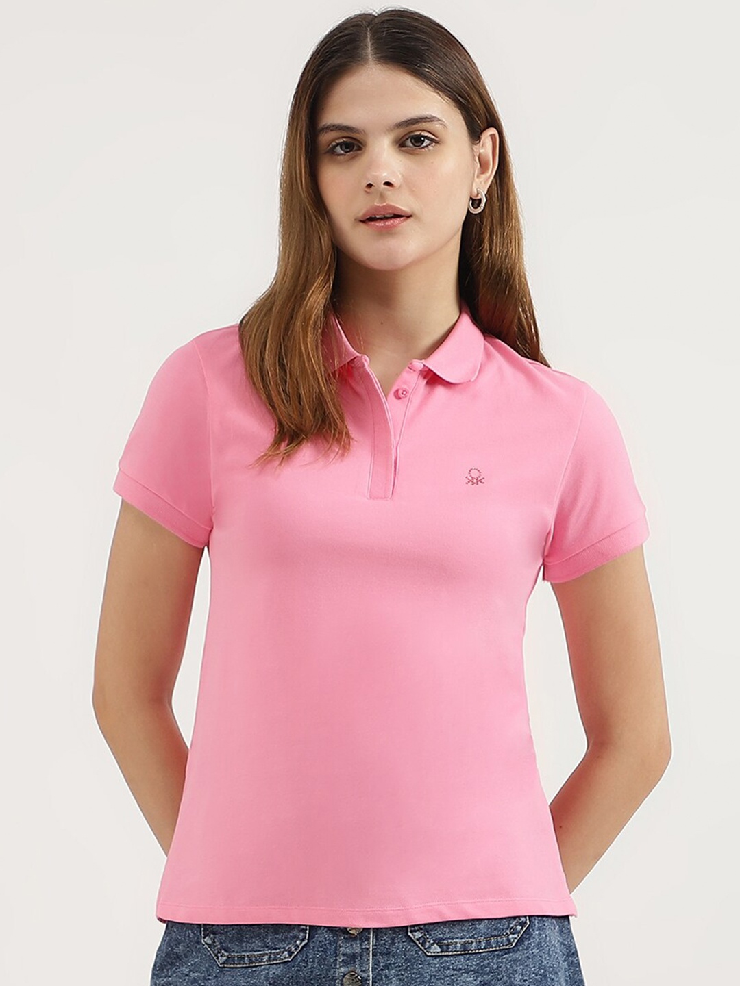 

United Colors of Benetton Polo Collar Casual T-shirt, Pink