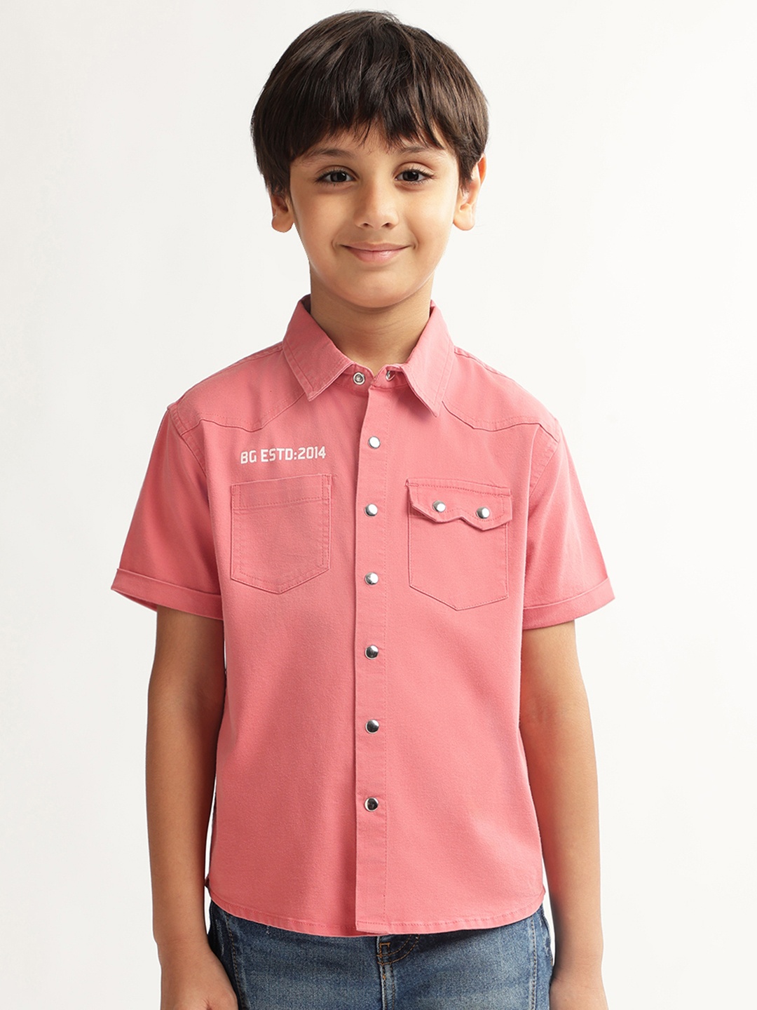 

Blue Giraffe Boys Regular Fit Casual Shirt, Pink
