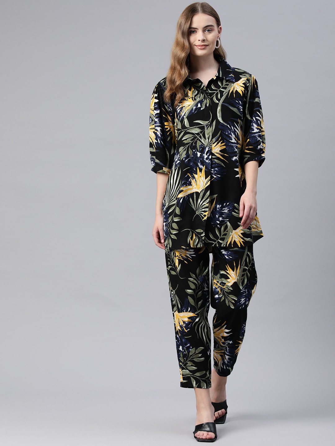 

One Femme Women Printed Cotton Co-Ords Set, Blue
