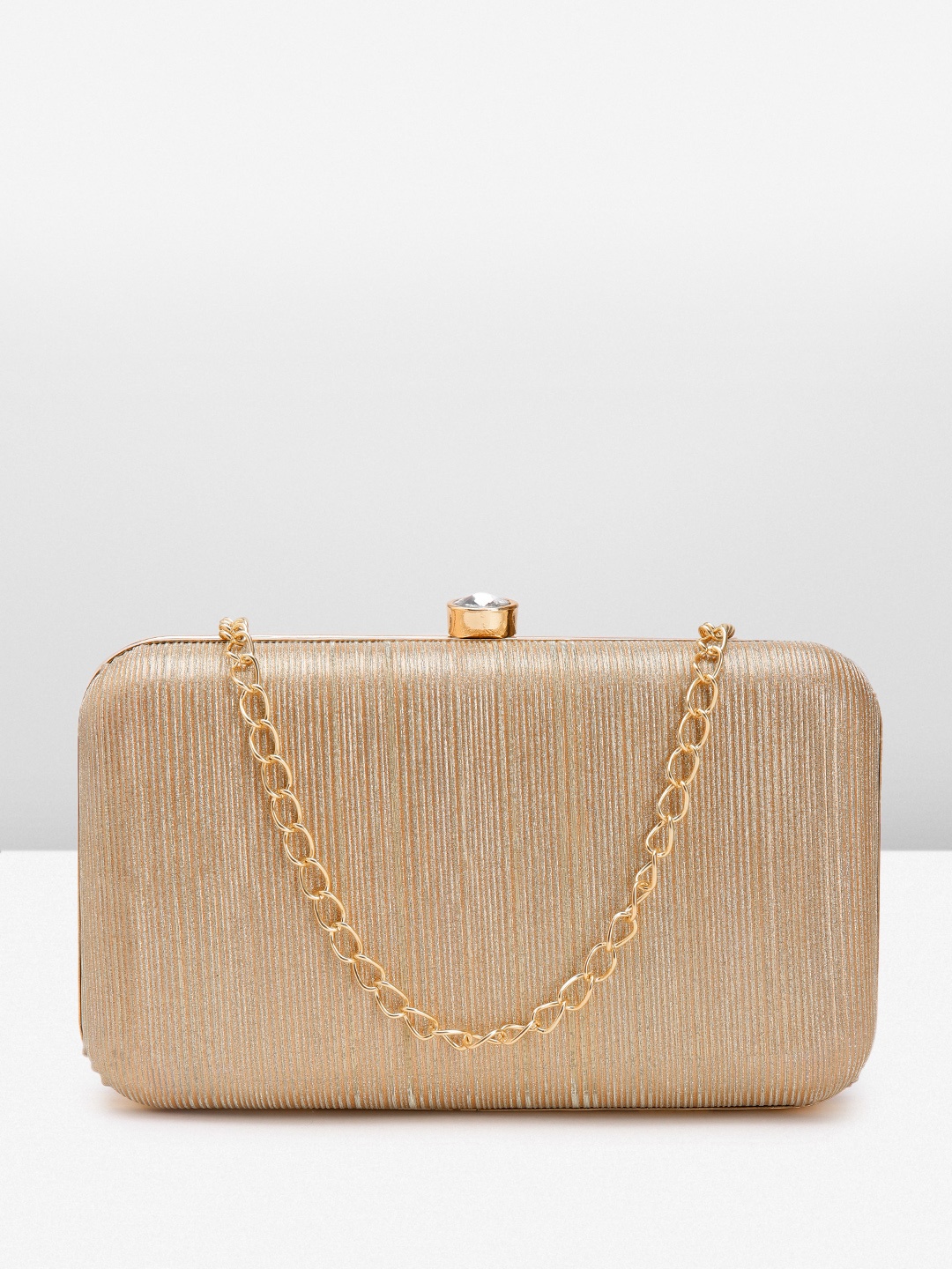 

DressBerry Embellished Box Clutch, Gold