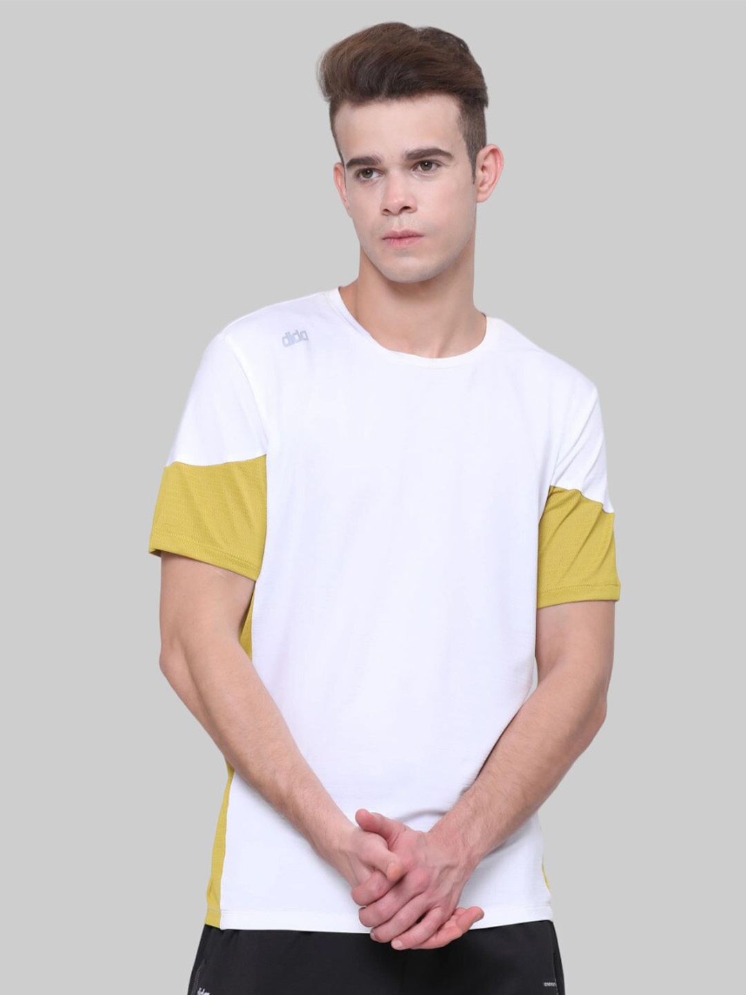 

DIDA Colourblocked Round Neck Light Weight Dri-FIT Comfort Fit Sports T-shirt, White