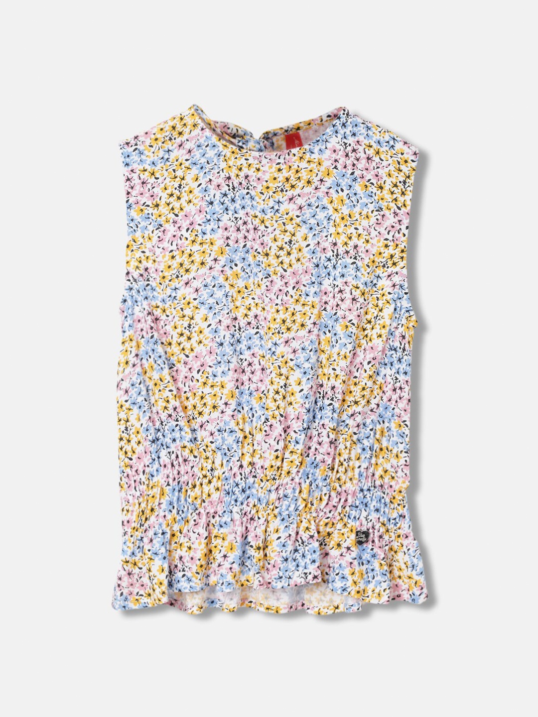 

Blue Giraffe Girls Floral Printed Pure Cotton Top, White