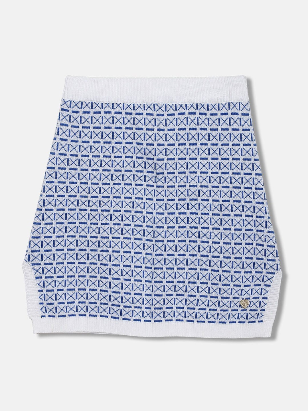 

Blue Giraffe Girls Geometric Printed Pure Cotton Mini Skirt, White