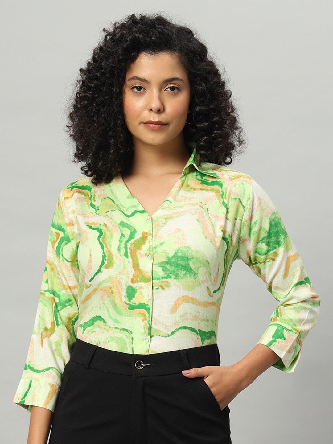 

Funday Fashion Slim Fit Tie-Dye Casual Shirt, Green