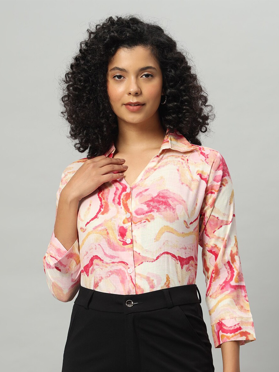 

Funday Fashion Slim Fit Tie-Dye Casual Shirt, Pink