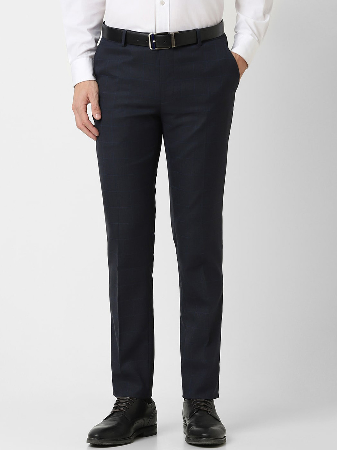 

Peter England Men Slim Fit Formal Trousers, Navy blue