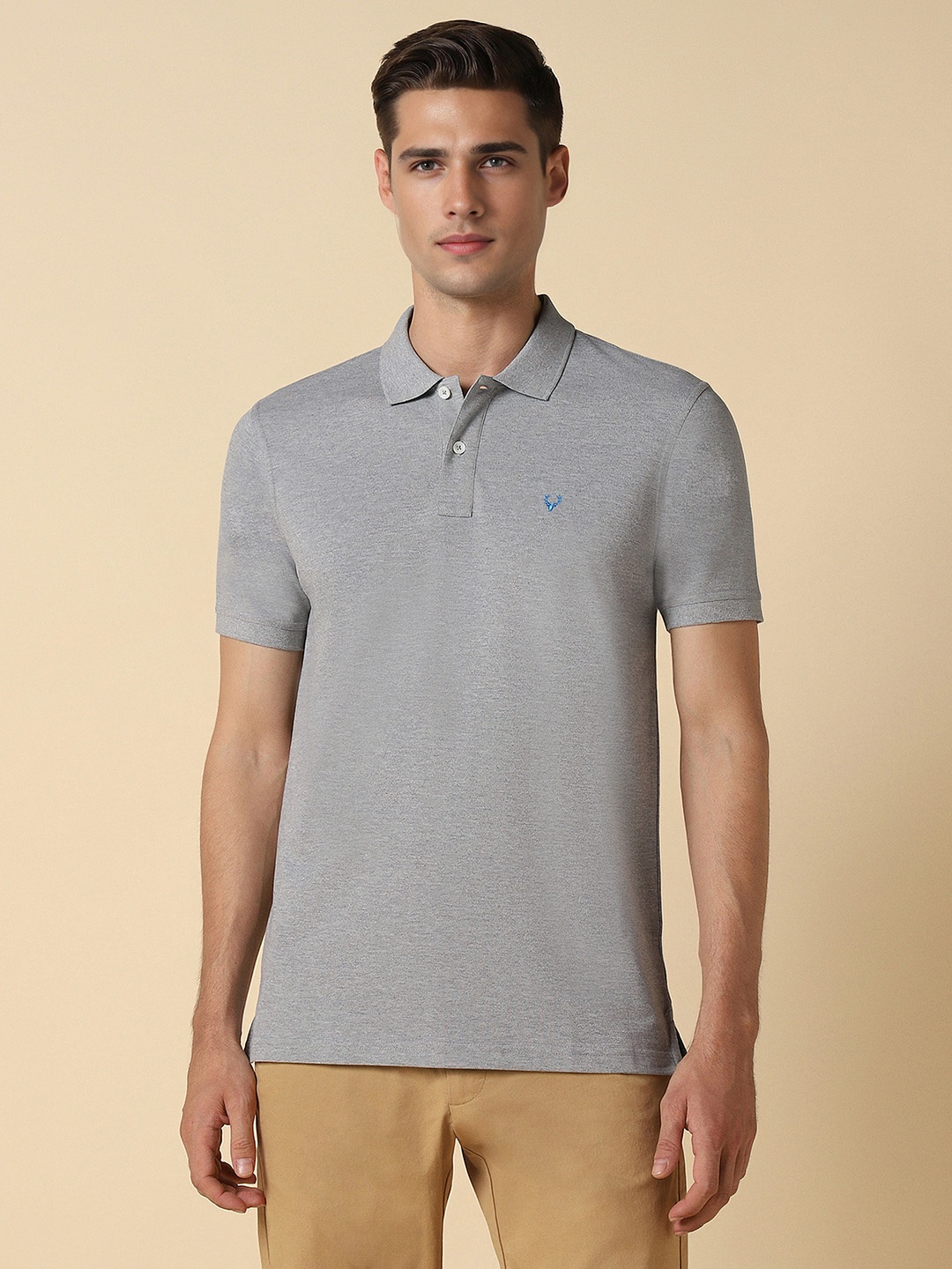 

Allen Solly Polo Collar Pure Cotton T-shirt, Grey