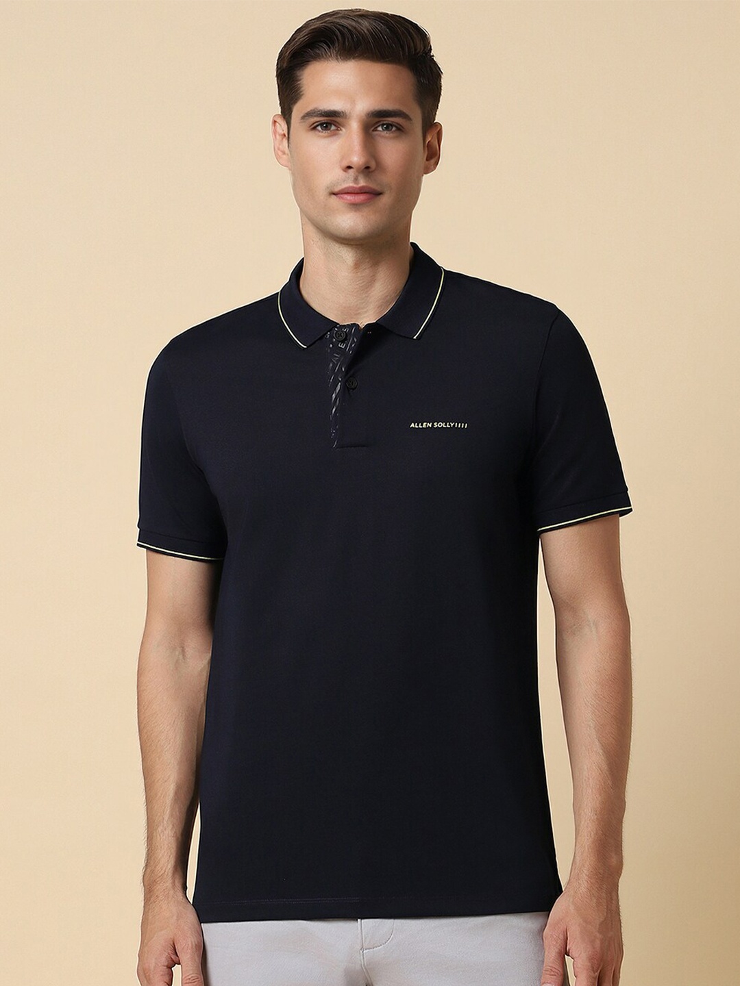 

Allen Solly Polo Collar Pure Cotton Casual T-shirt, Navy blue