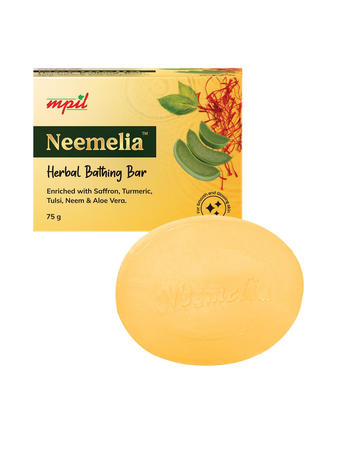 

MPIL WELLNESS Neemelia Herbal Bathing Bar - 75g, Yellow