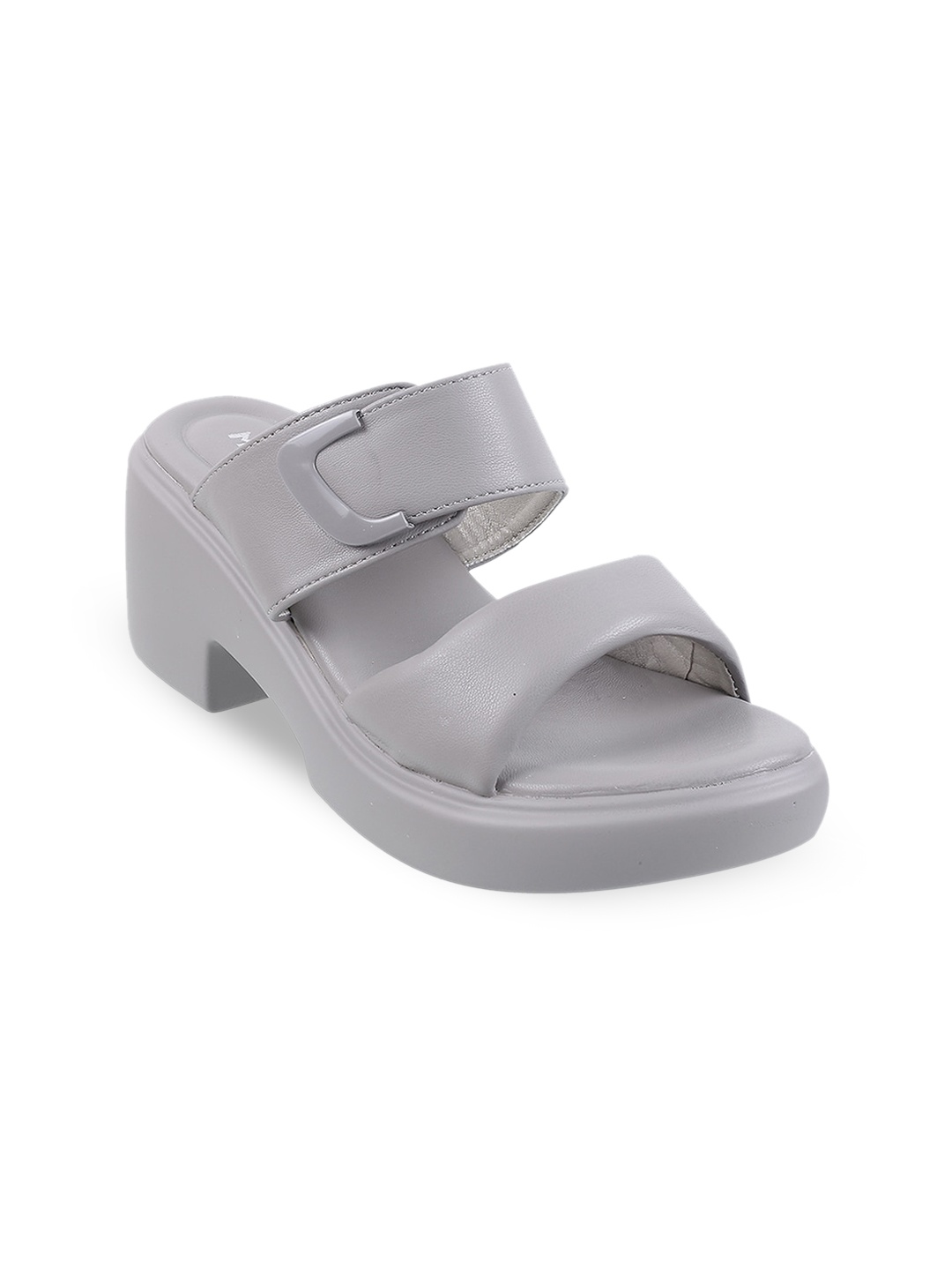 

Mochi Open Toe Block Heels, Grey