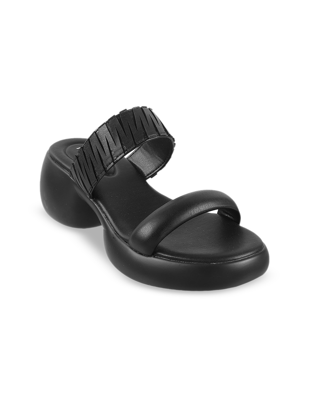 

Mochi Open Toe Block Heels, Black