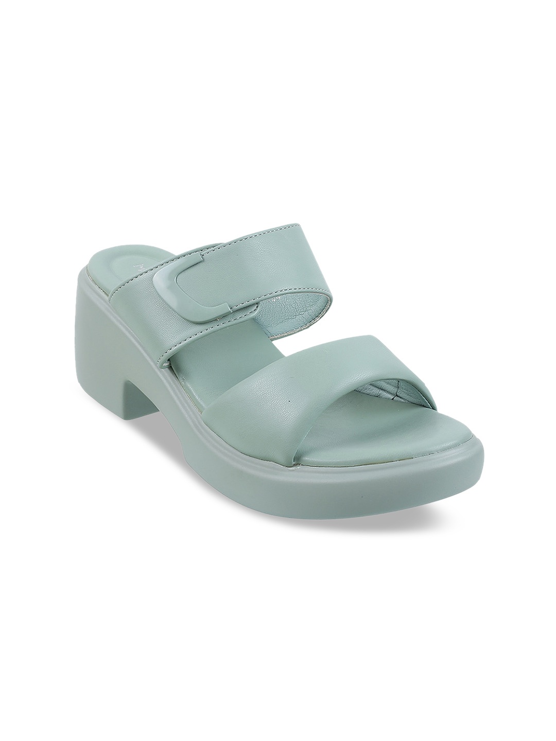 

Mochi Open Toe Block Heels with Buckles, Olive