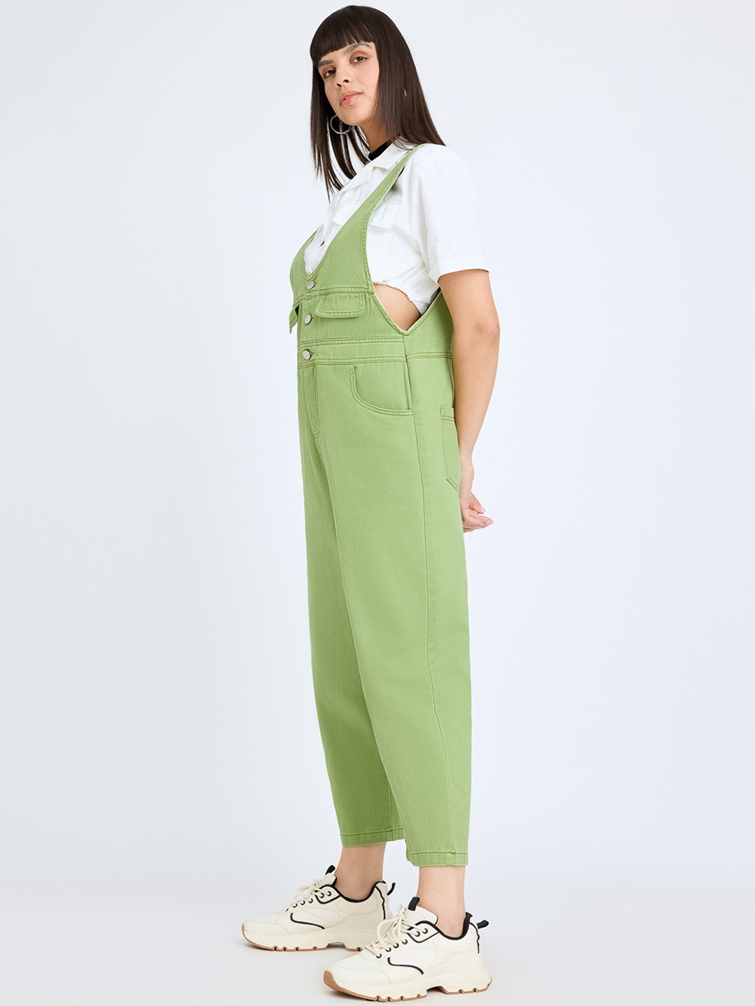 

FREAKINS Pure Cotton Straight Leg Dungaree, Green