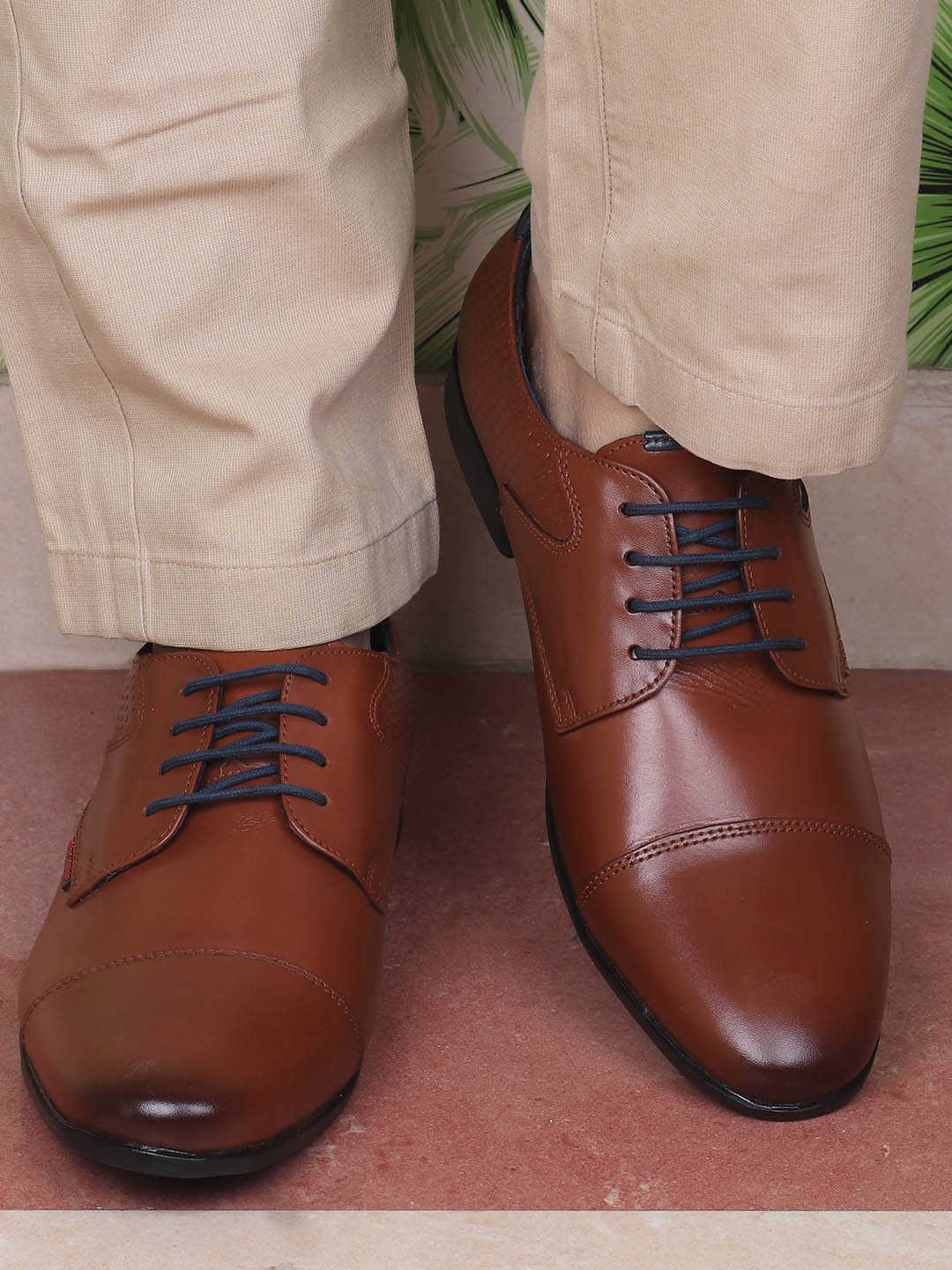 

Red Chief Men Textured Formal Derbys, Tan
