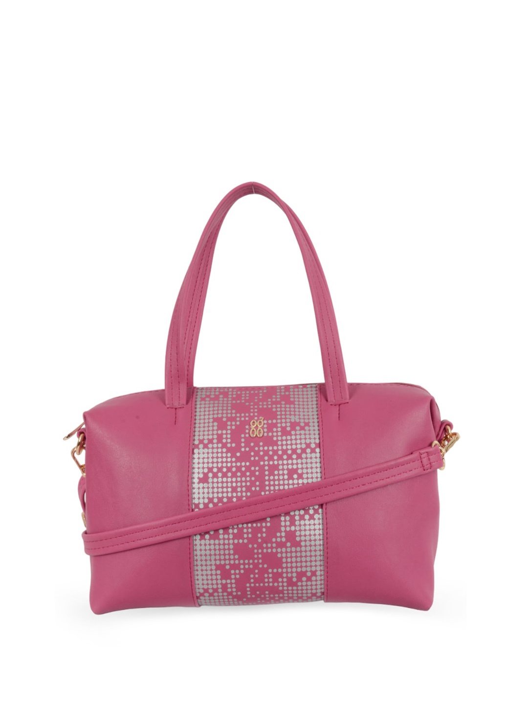 

Baggit Geometric Printed Structured Handheld Bag, Pink