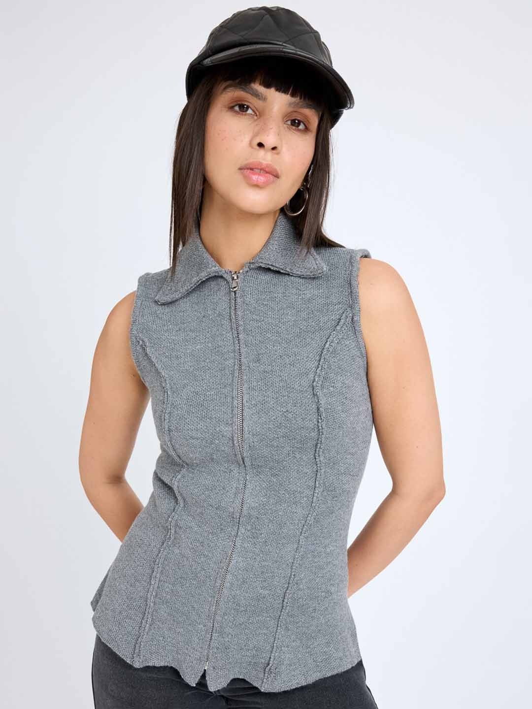 

FREAKINS Women Washed Tailored Jacket, Grey
