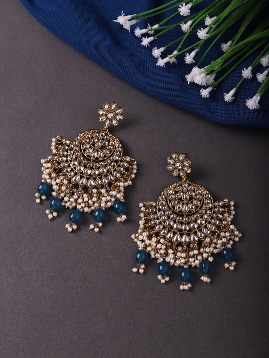 

Cierra Gold Plated American Diamond Studded Chandbalis
