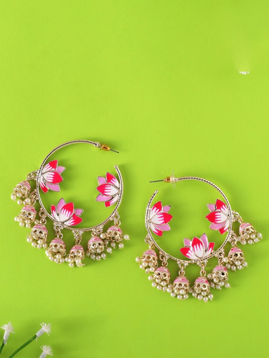 

Cierra Gold-Plated Beaded Floral Hoop Earrings