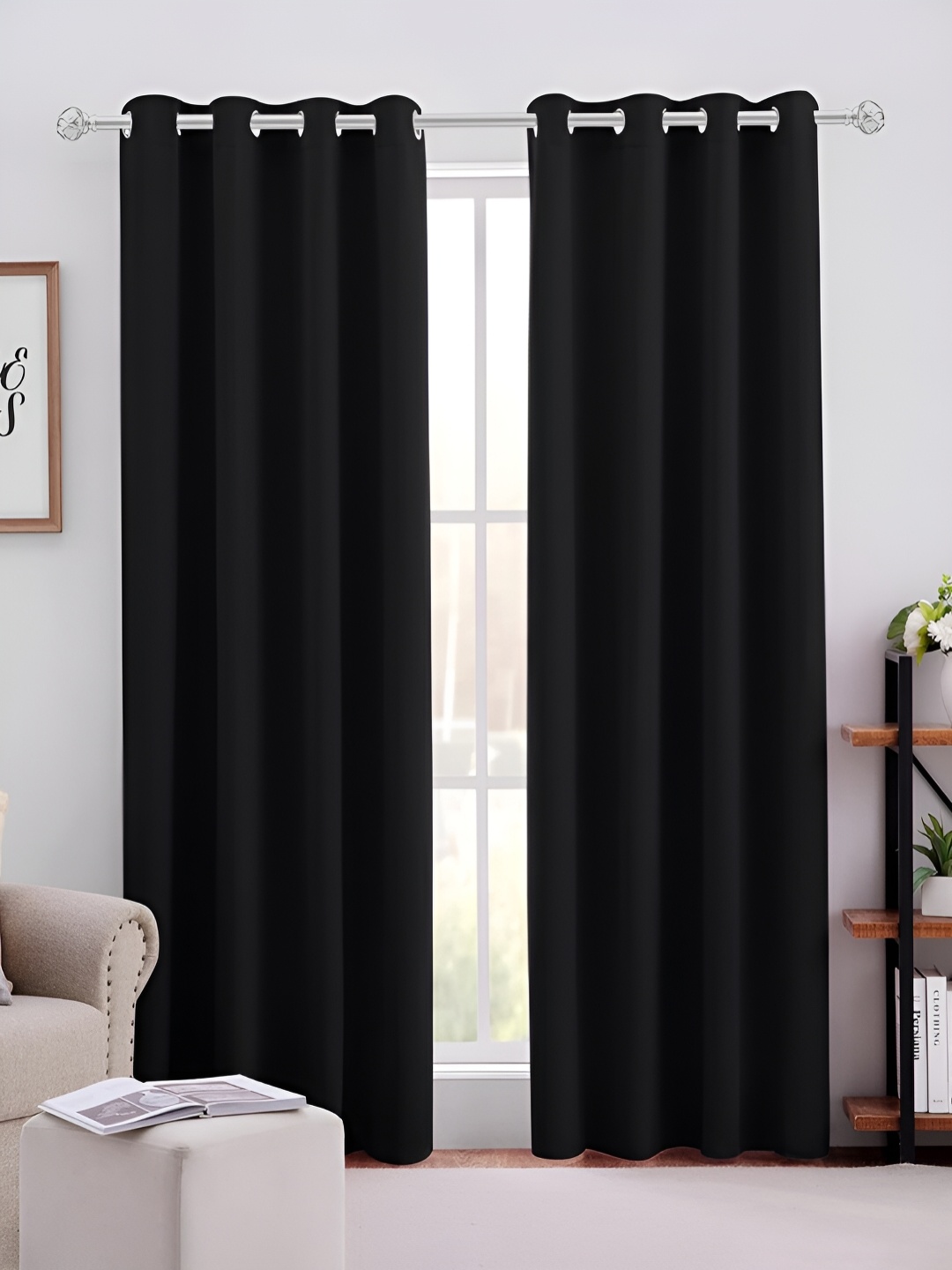 

MISTIVA Black 2 Pieces Room Darkening Long Door Curtains