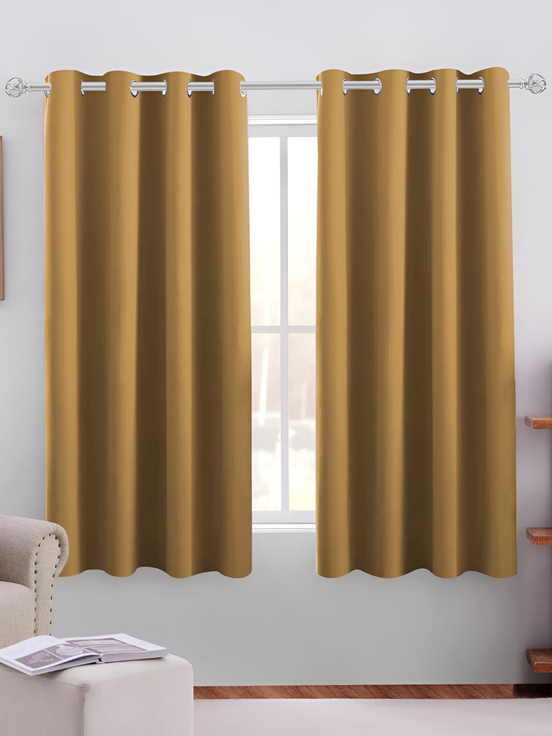 

MISTIVA Mustard 2 Pieces Room Darkening Window Curtains