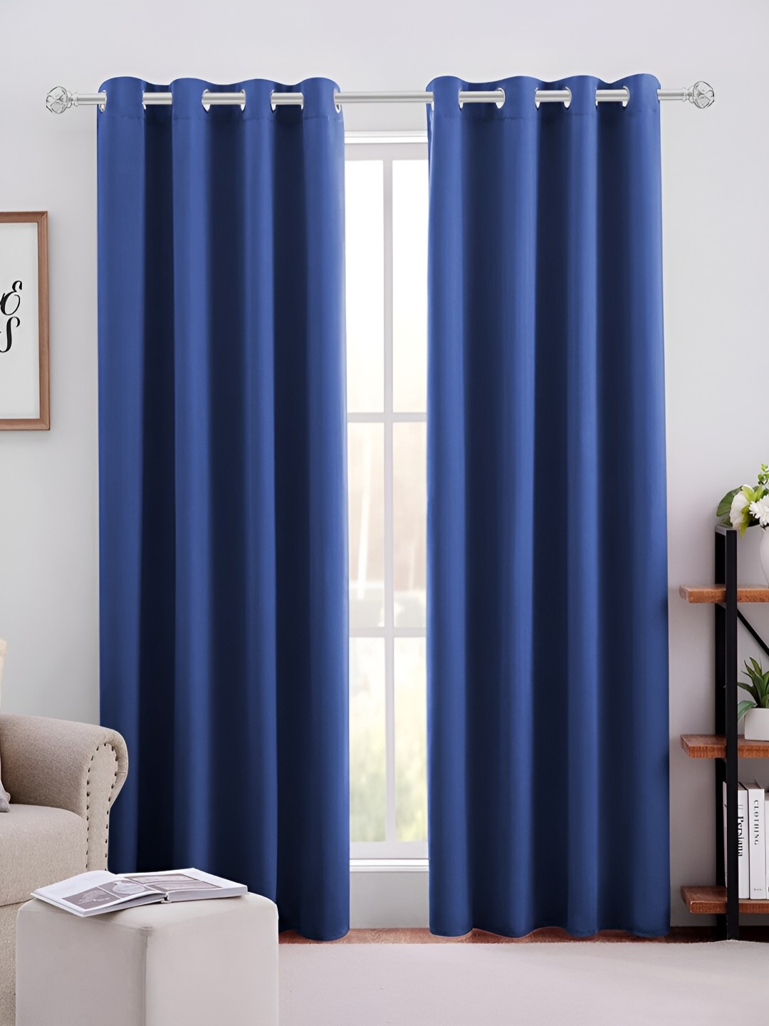 

MISTIVA Blue 2 Pieces Room Darkening Long Door Curtains