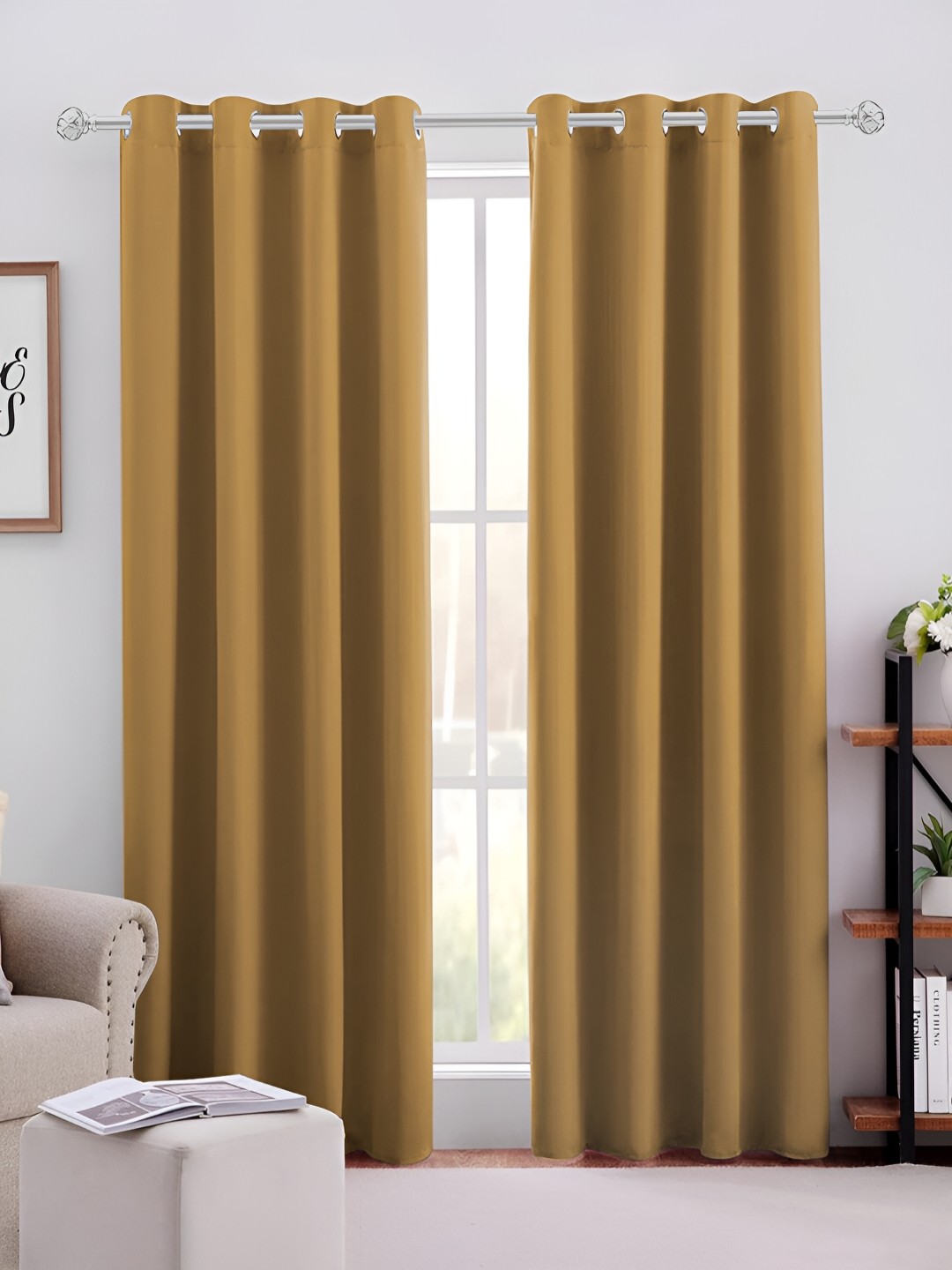

MISTIVA Mustard Yellow 2 Pieces Room Darkening Door Curtains