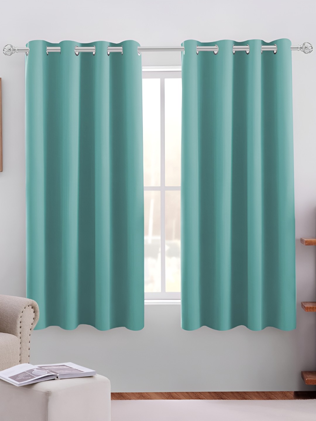 

MISTIVA Sea Green 2 Pieces Room Darkening Window Curtains