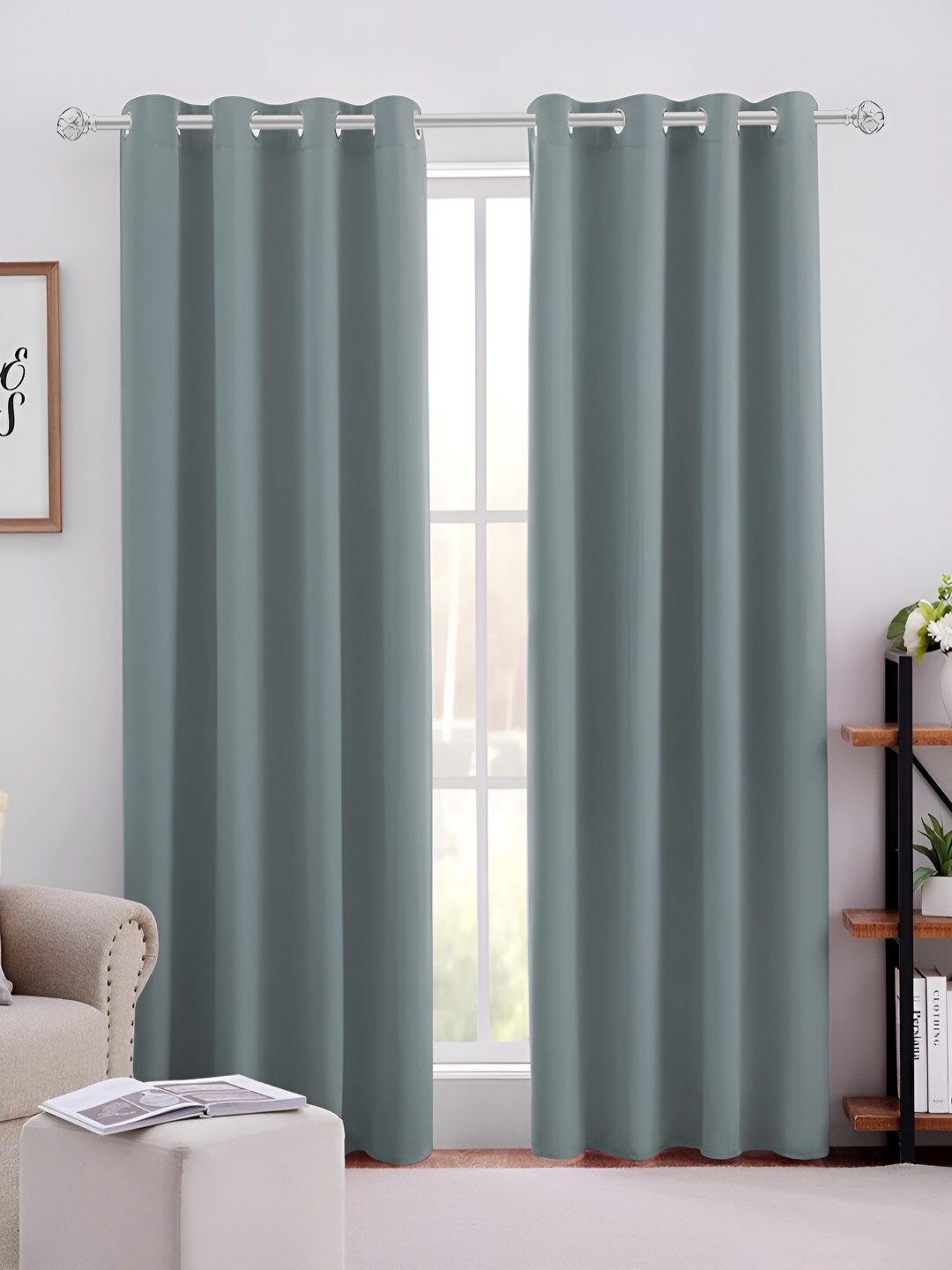 

MISTIVA Grey 2 Pcs Room Darkening Long Door Curtains