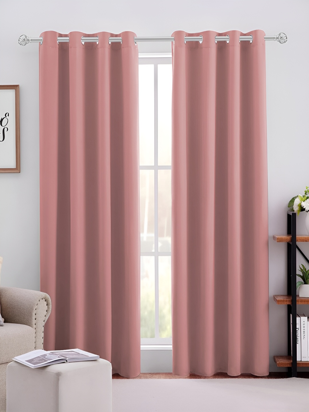 

MISTIVA Peach 2 Pieces Room Darkening Long Door Curtains