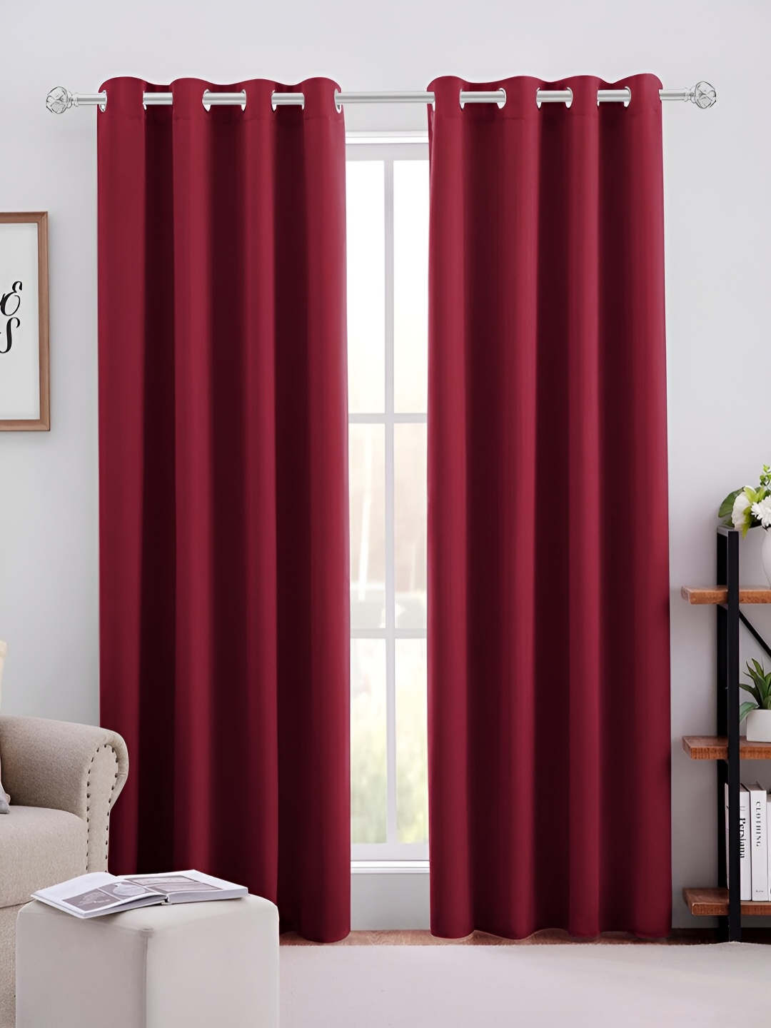 

MISTIVA Red 2 Pieces Room Darkening Long Door Curtains
