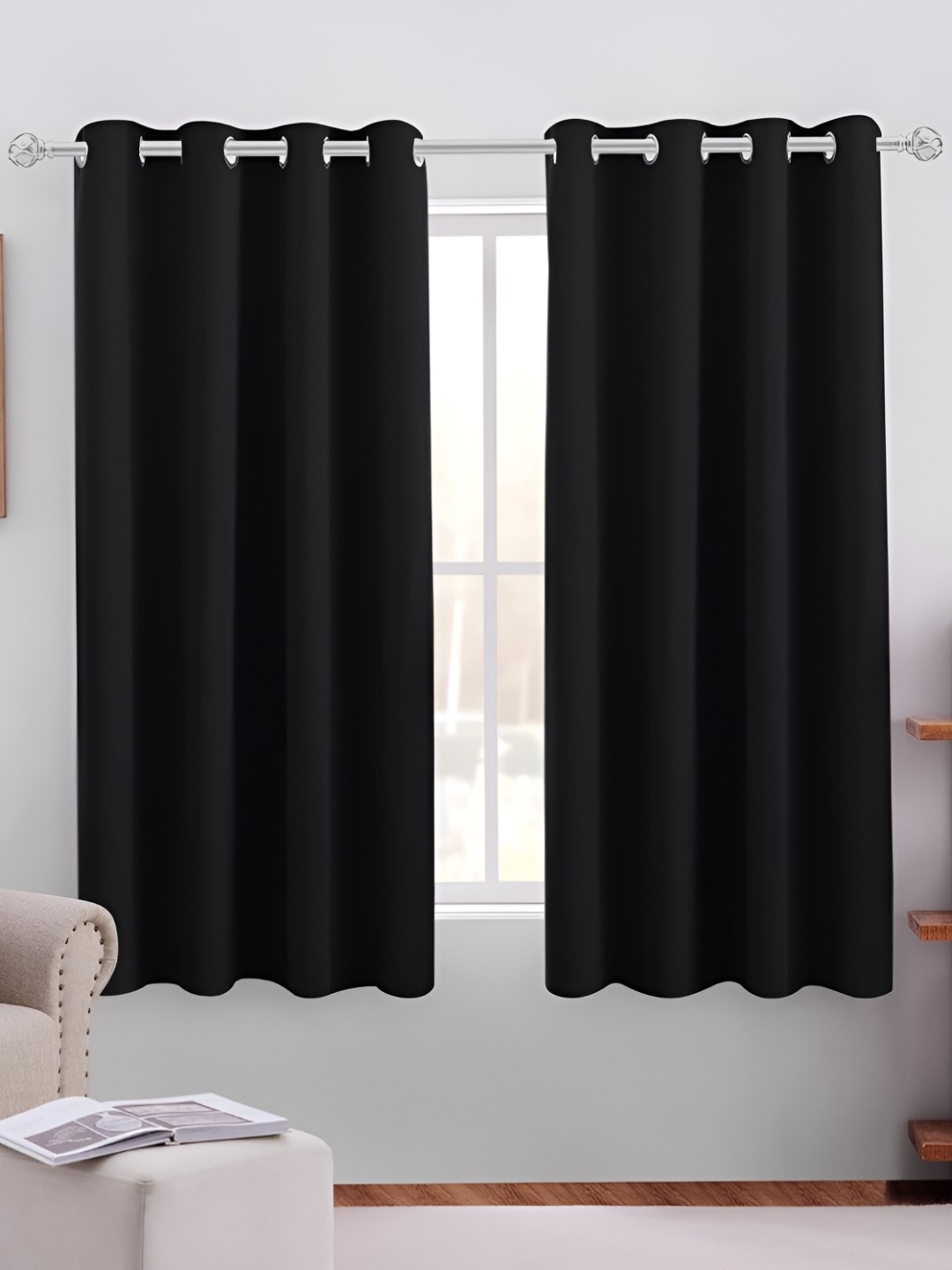 

MISTIVA Black 2 Pieces Room Darkening Window Curtains
