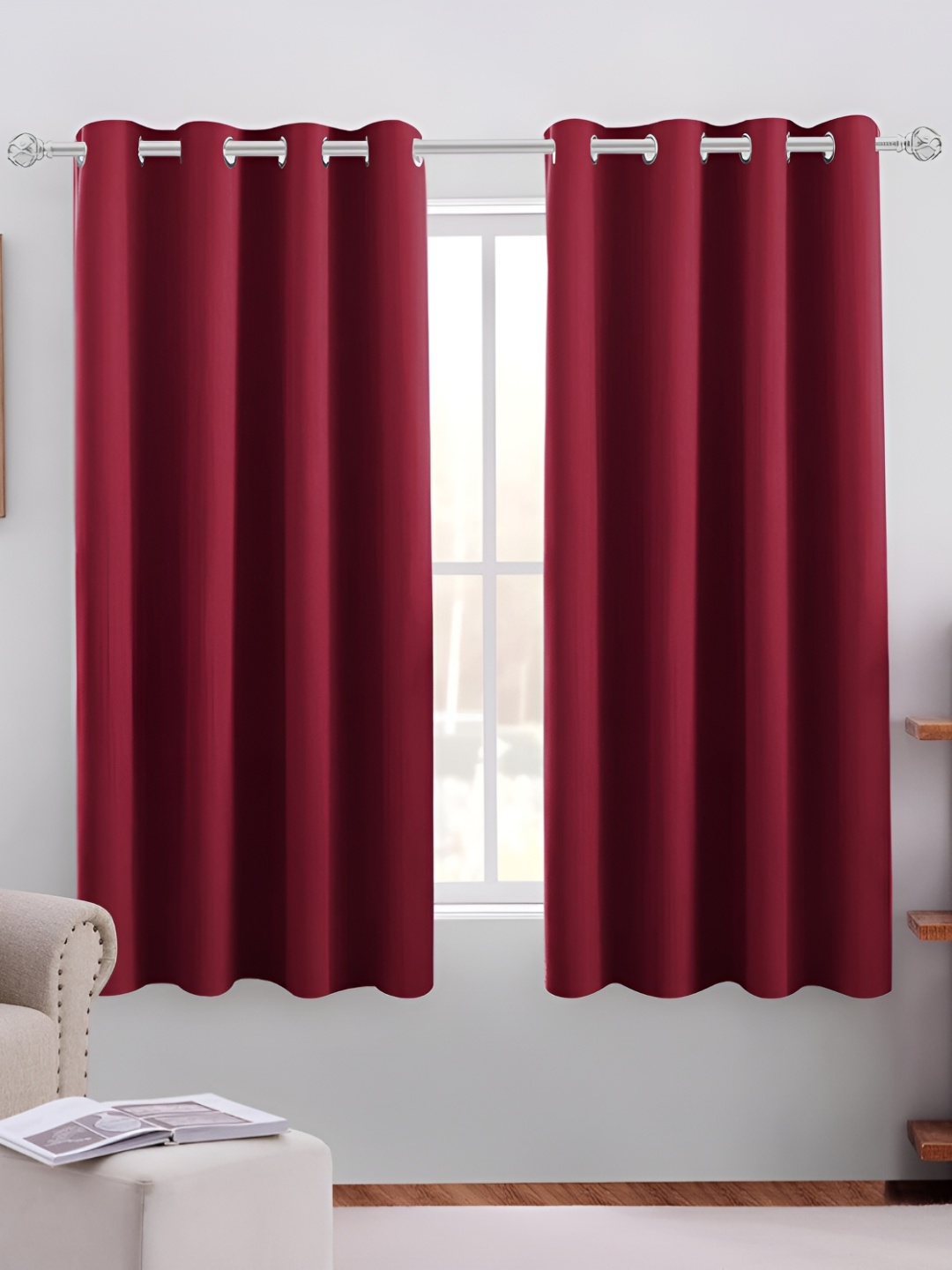 

MISTIVA Red 2 Pieces Room Darkening Window Curtains