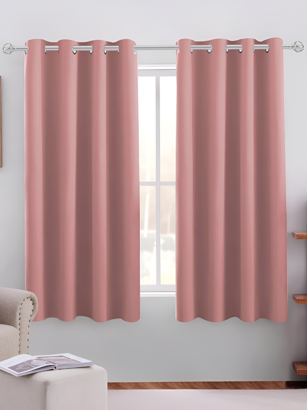 

MISTIVA Peach 2 Pieces Room Darkening Window Curtains