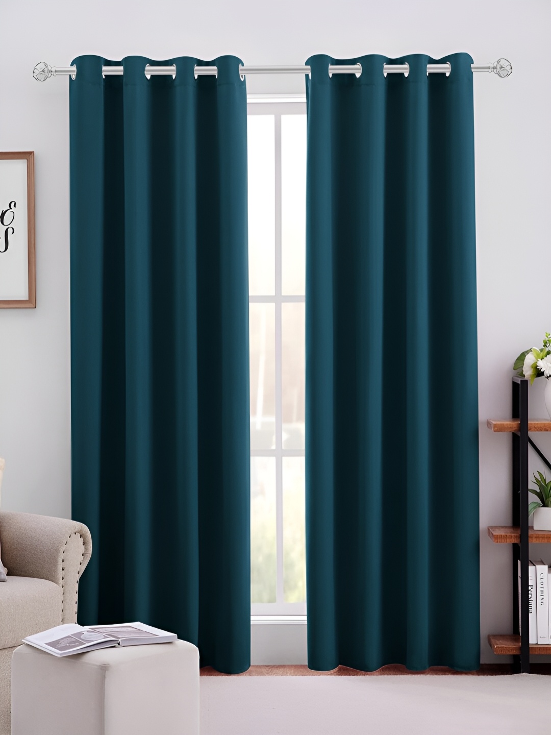 

MISTIVA Blue 2 Pieces Room Darkening Long Door Curtains