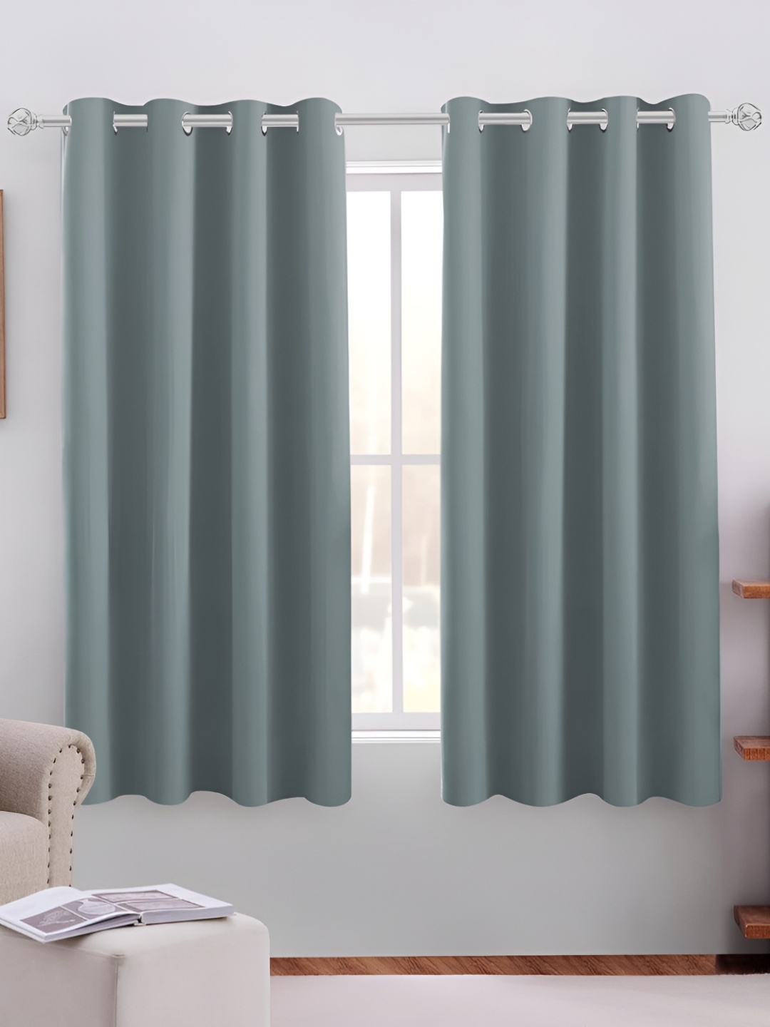 

MISTIVA Grey 2 Pieces Room Darkening Window Curtains