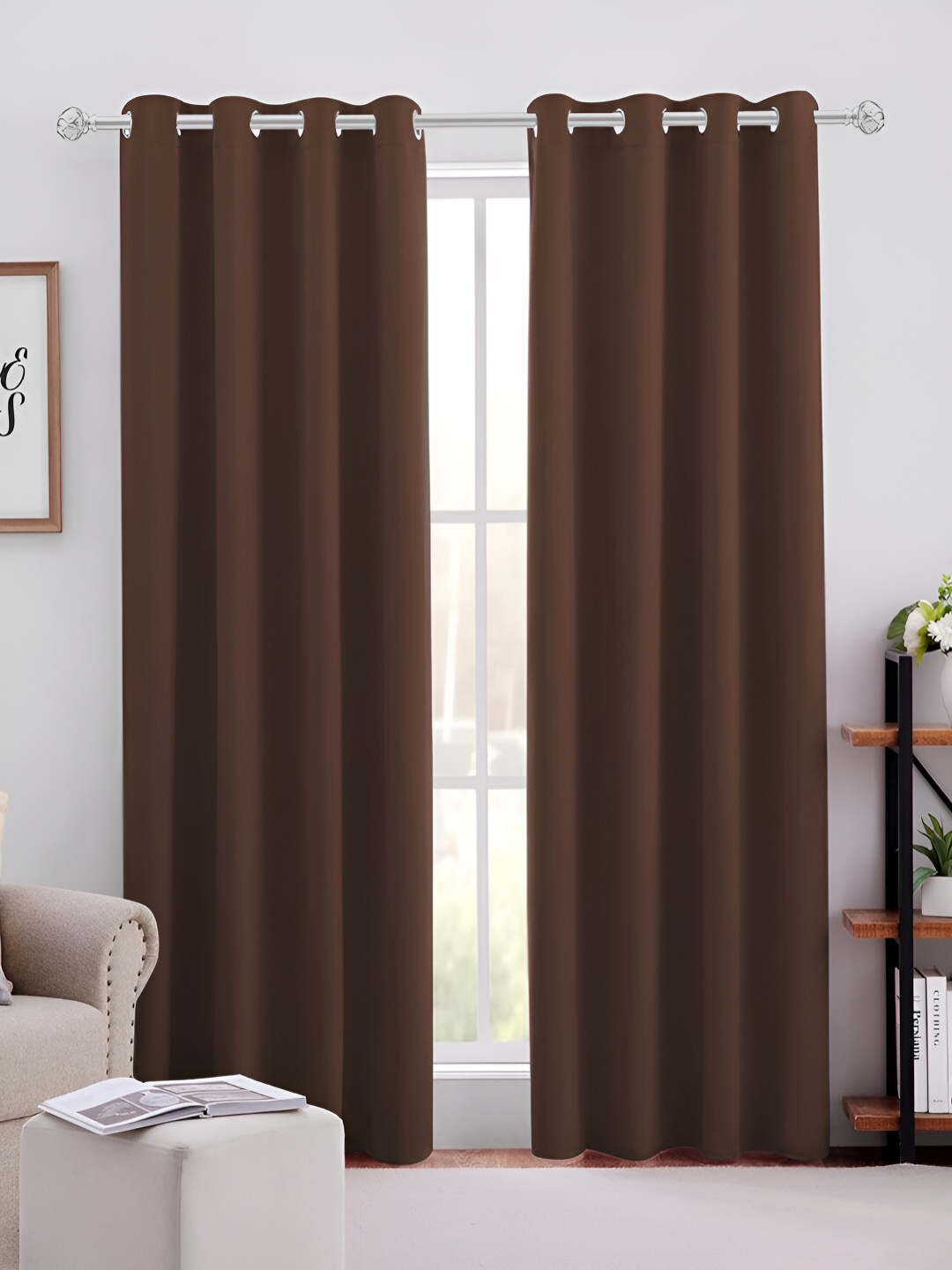 

MISTIVA Brown 2 Pieces Room Darkening Long Door Curtains