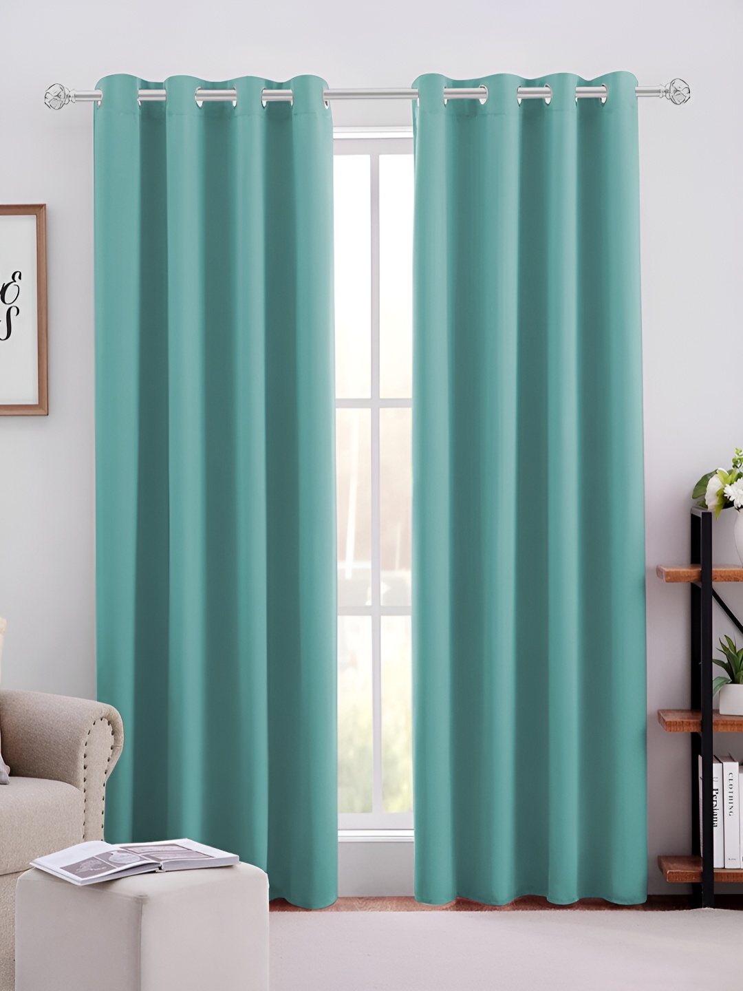 

MISTIVA Sea Green 2 Pieces Room Darkening Long Door Curtains