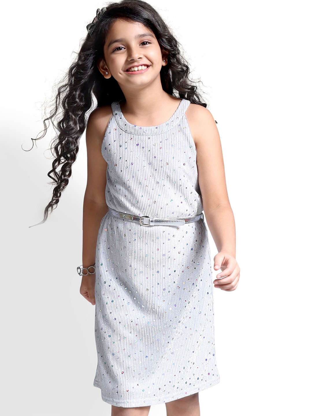 

Hola Bonita Girls Embellished A-Line Dress, White