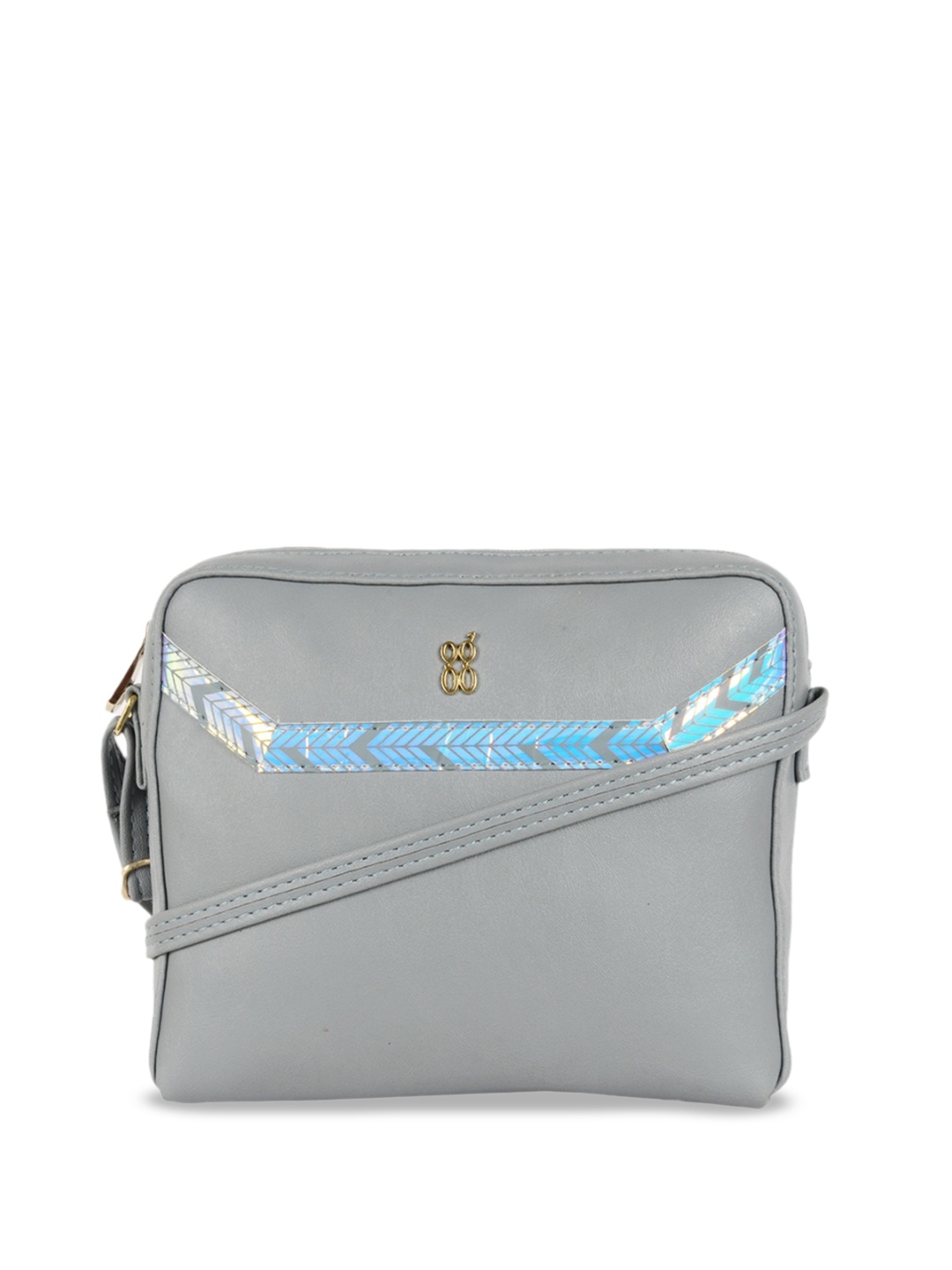 

Baggit Geometric Printed Structured Sling Bag Bag, Grey