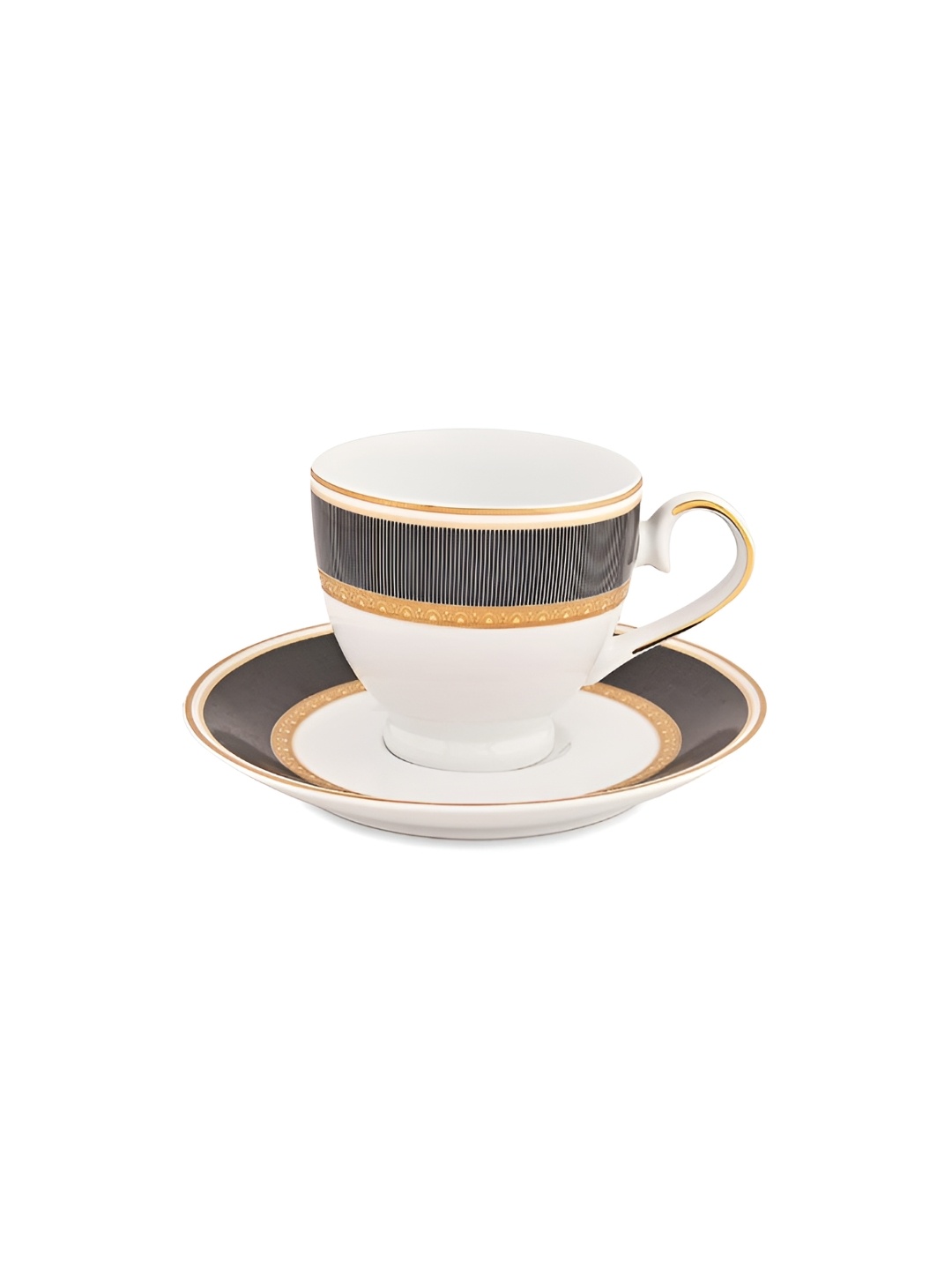 

Hitkari White & Black Printed 12 Pcs Matte Cup & Saucer Set