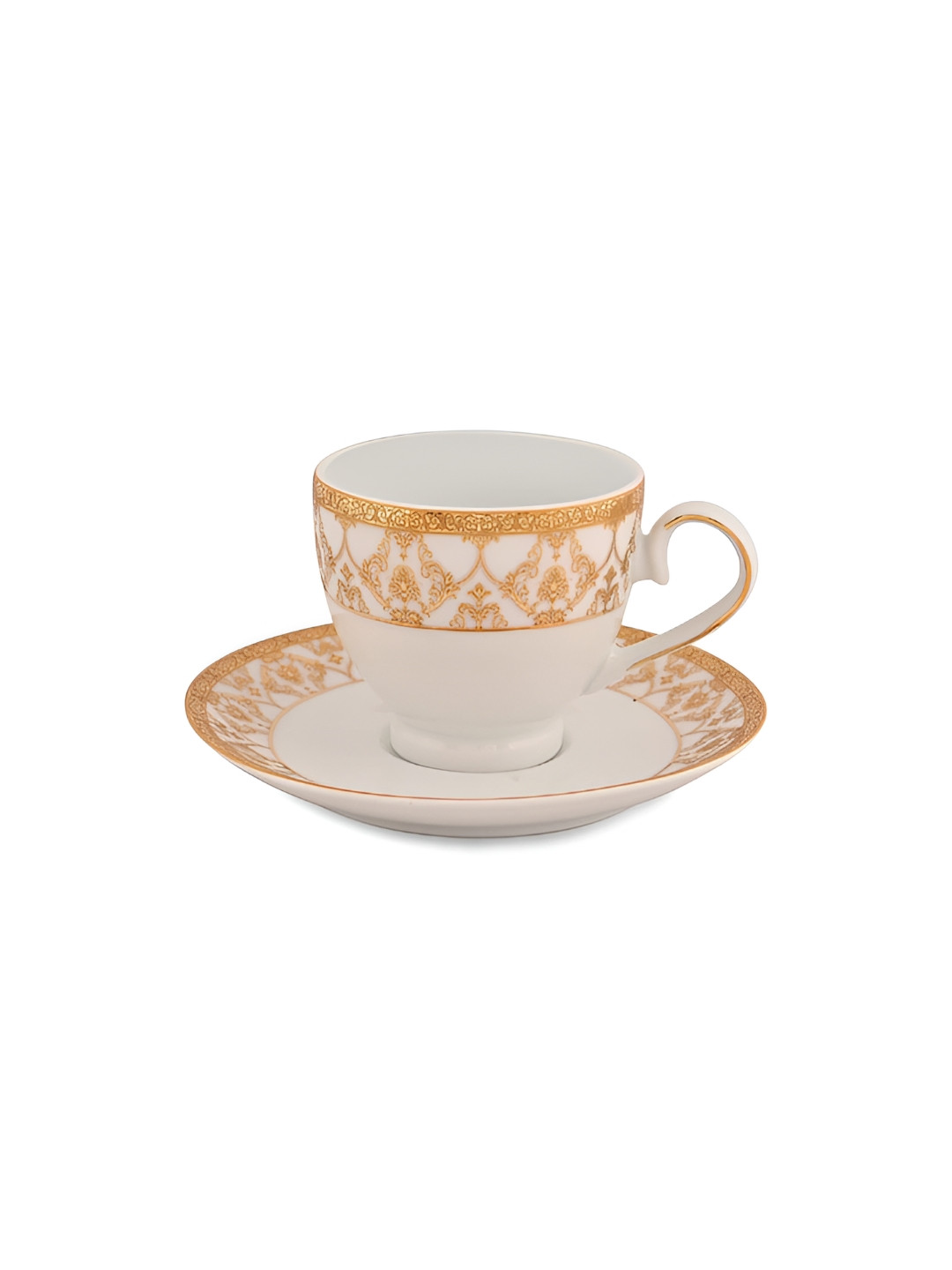 

Hitkari White & Yellow Printed 12 Pcs Cup & Saucer Set