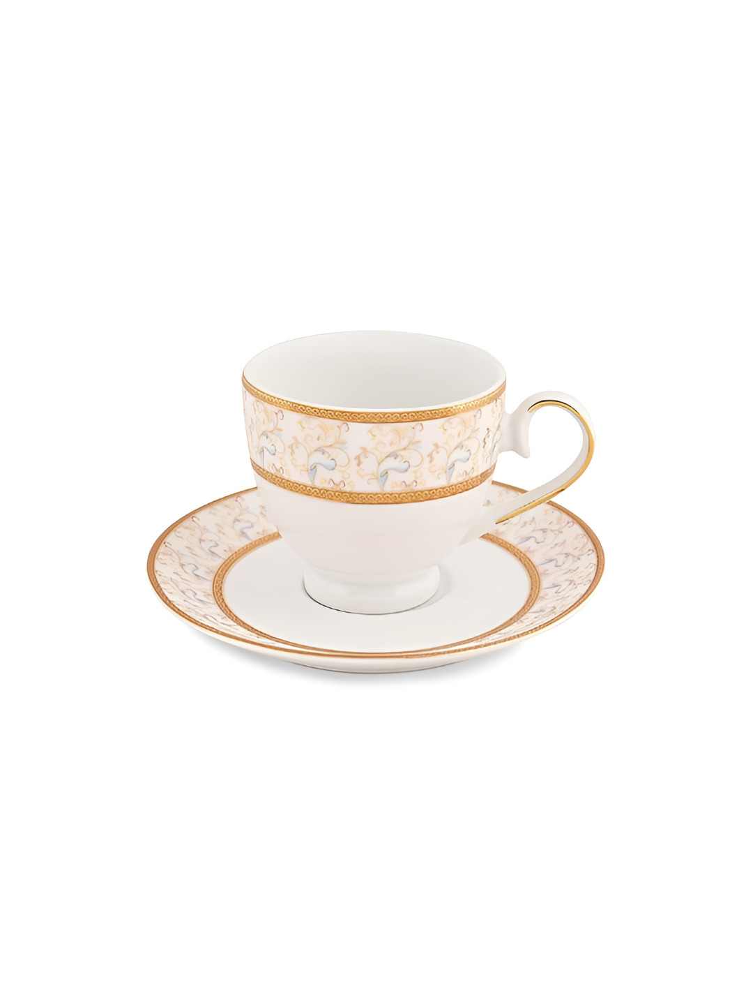 

Hitkari White & Gold-Toned Printed 12 Pcs Cup & Saucer Set