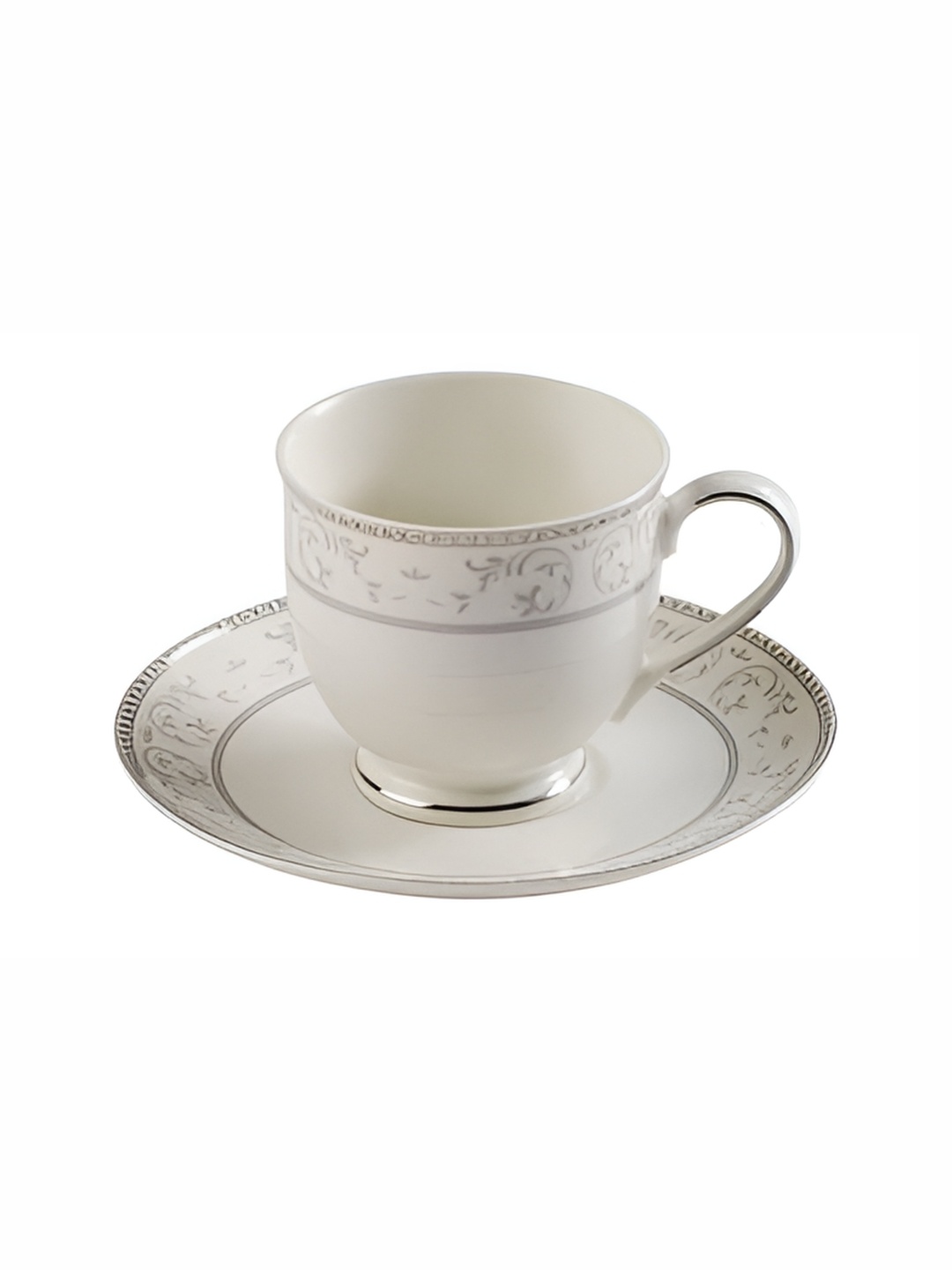 

Hitkari White & Grey Floral Printed 12 Pieces Porcelain Glossy Cups and Saucers Set