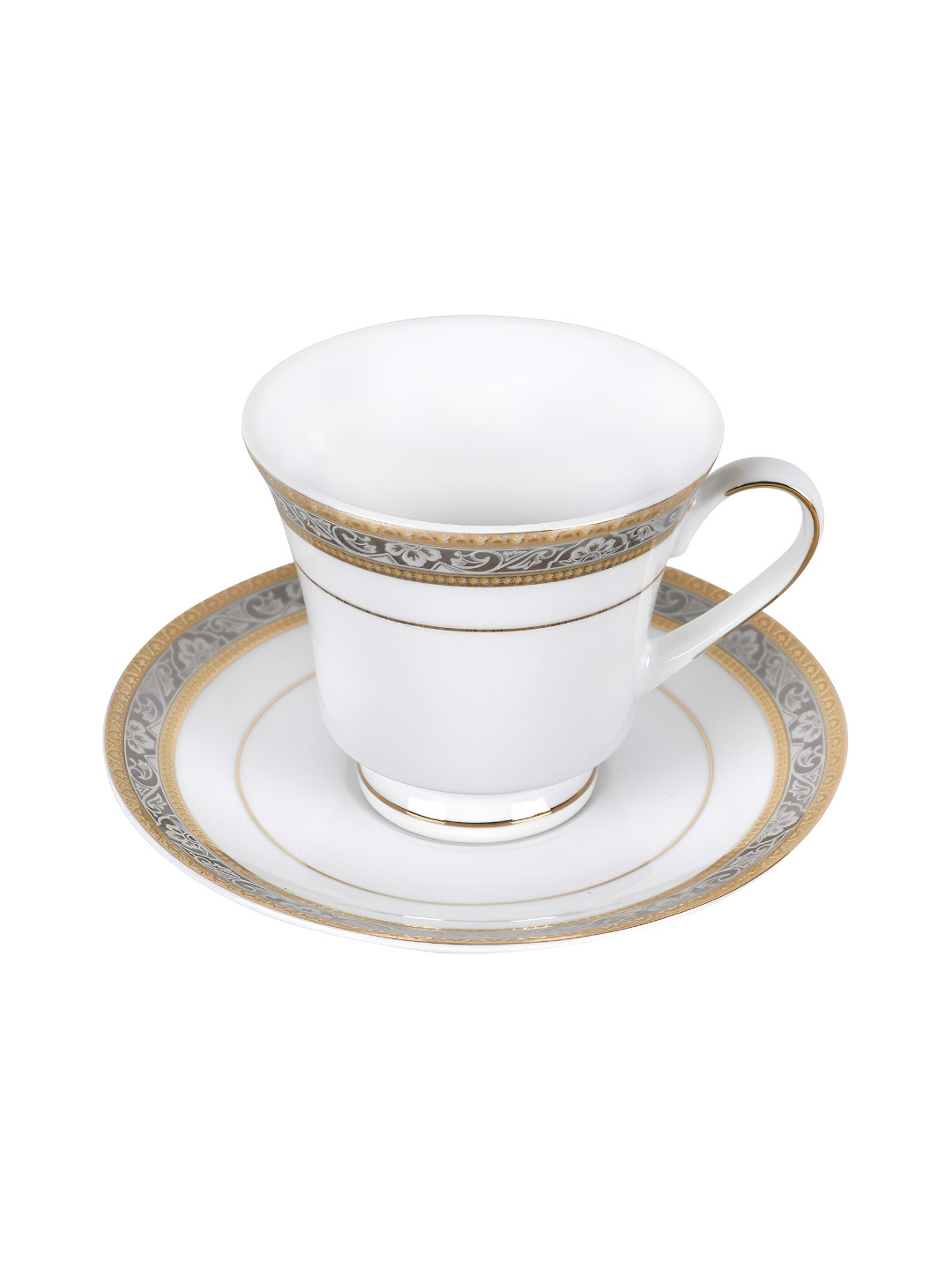 

Hitkari White & Gold Toned 12 Pieces Ethnic Motifs Porcelain Glossy Cups and Saucers Set