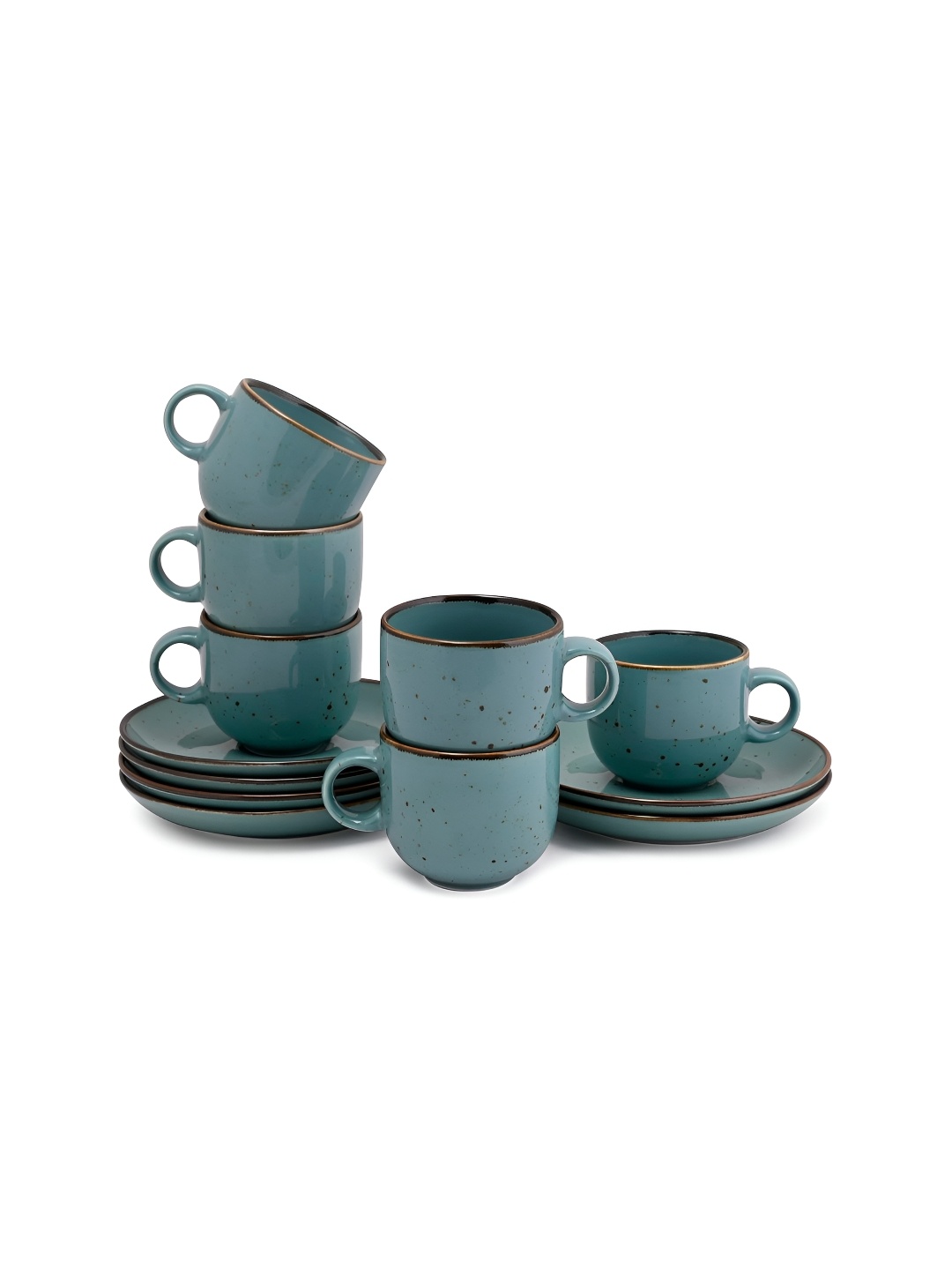 

Hitkari Green & Brown Printed Porcelain Glossy Cups and Saucers Set