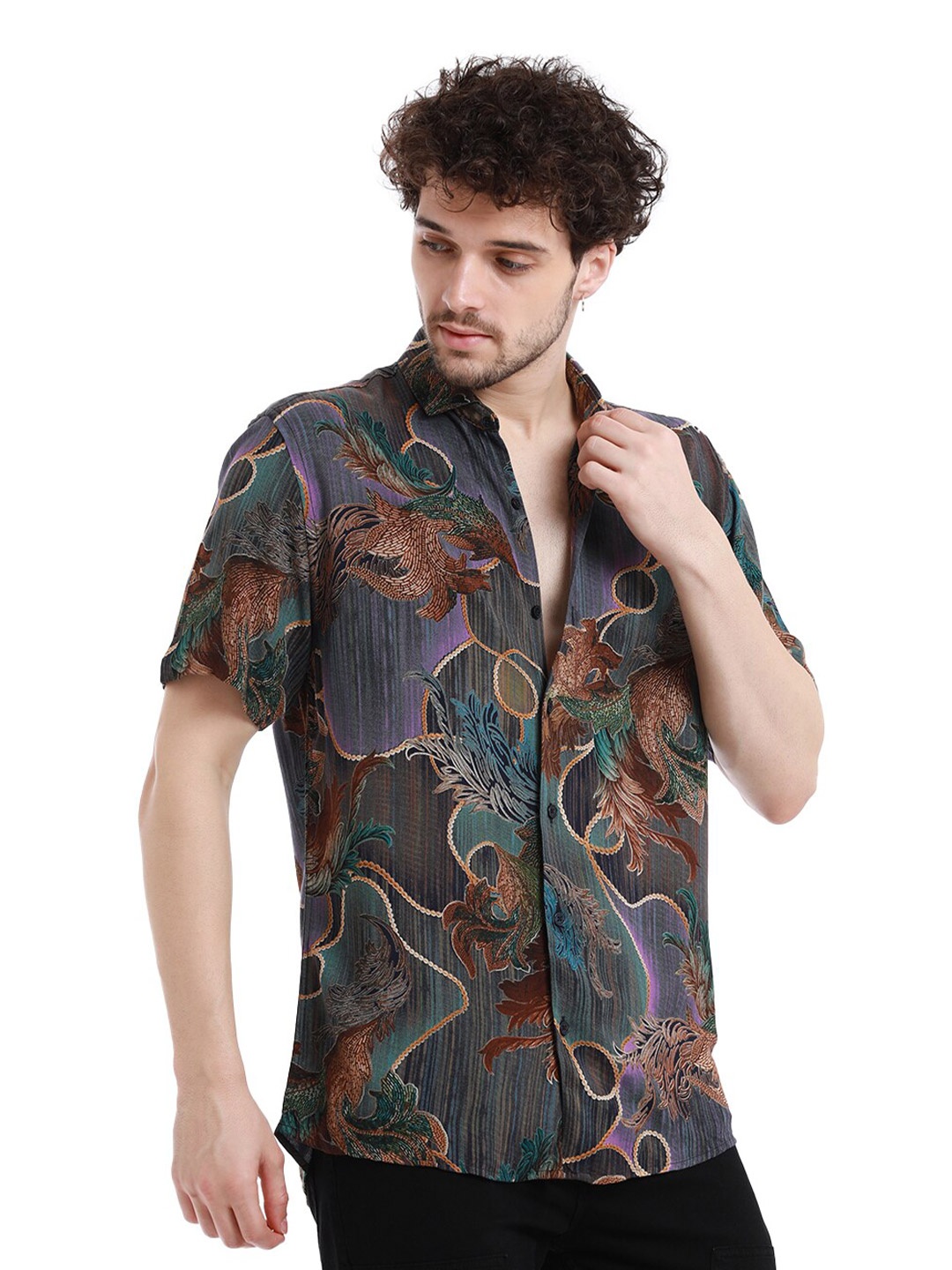 

Banana Club Floral Printed Spread Collar Casual Shirt, Lavender