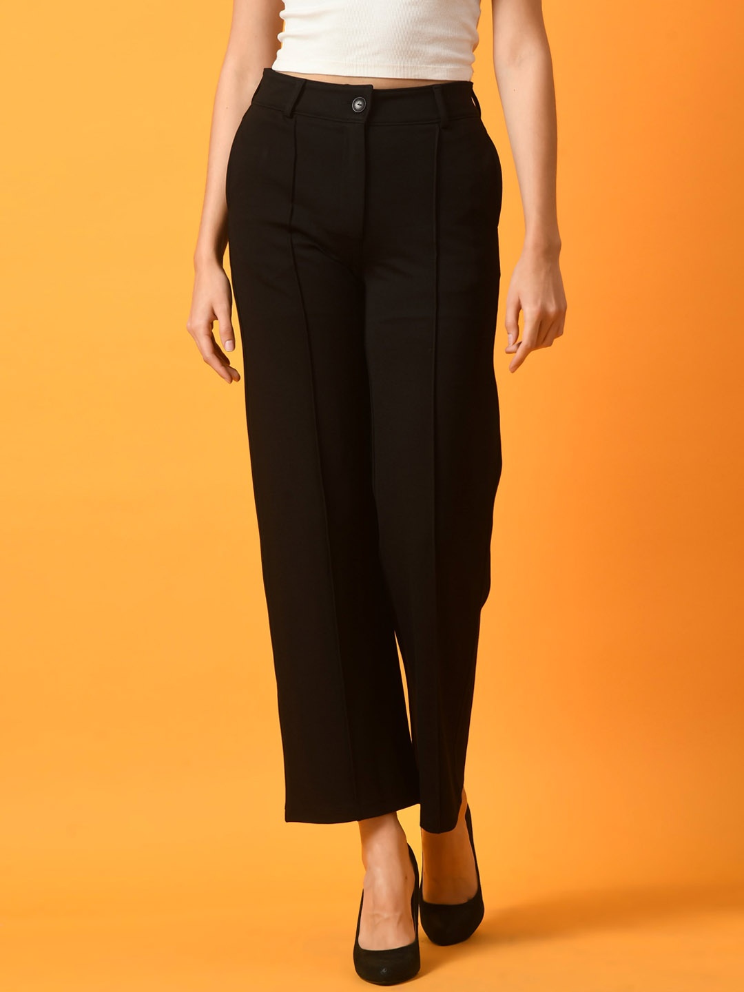 

PANDORNA Women Relaxed High-Rise Pleated Trousers, Black
